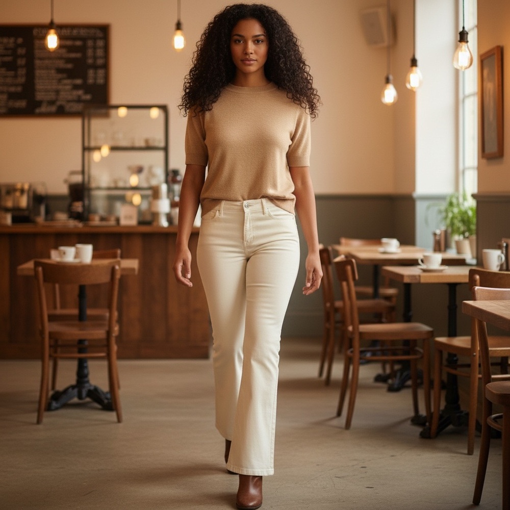 Cello Wide Flare Leg Denim Jeans White‎ Womens Size Medium
